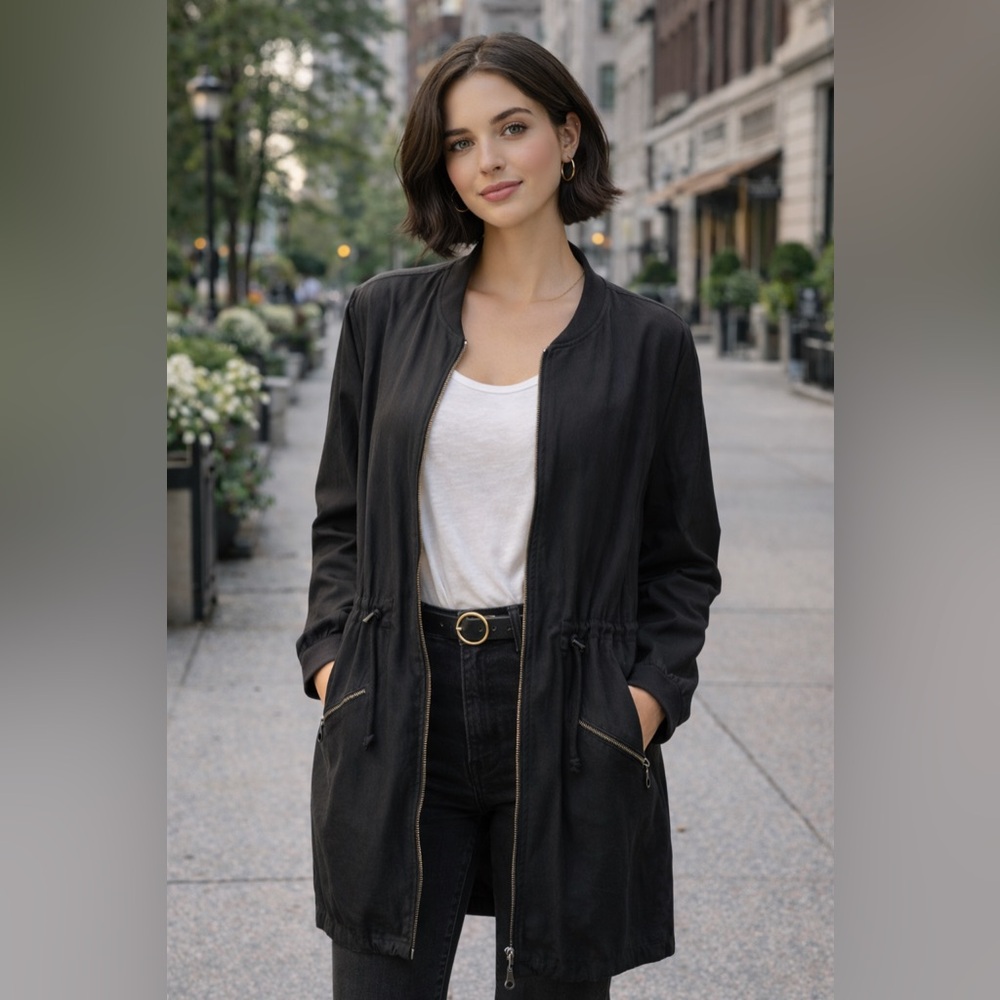 Gudrun Sjödén Graphite Cotton Long Zip Jacket – M